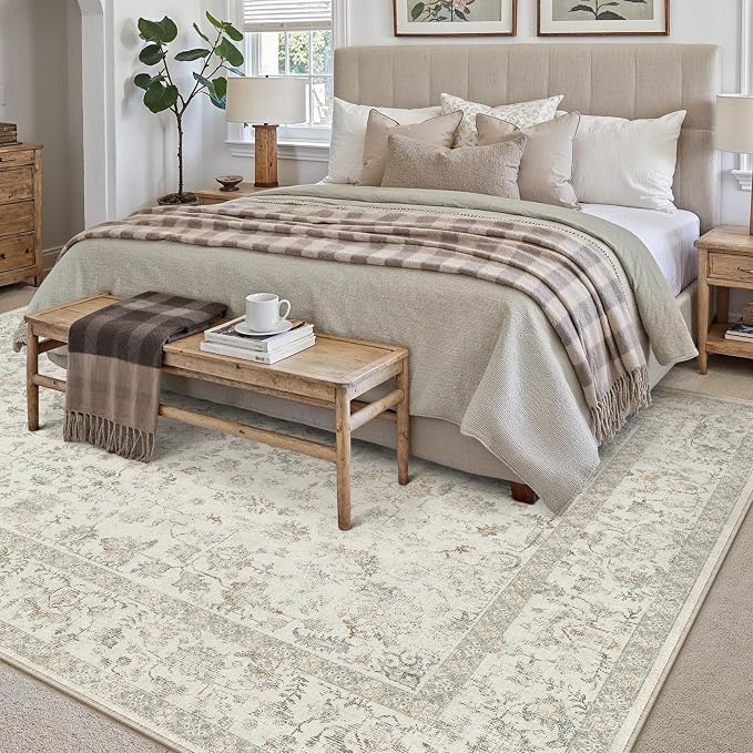 5x7 Taupe Area Rug Non Slip Vintage Living Room Distressed Machine Washable - Image 3