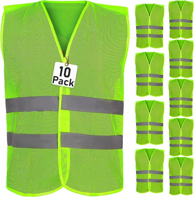 Safety Vest - 10 Pack and 15 Pack - High Visibility Vest by Athllete