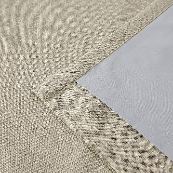 Vision Home Sand Linen Full Blackout Curtains 84 inch Length - Image 7