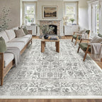 Black Area Rug 10x14 Machine Washable Large Vintage Living Room Distressed Non by PureCozy