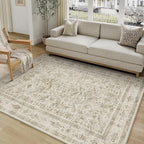 Taupe 4x6 Entryway Rug Vintage Area Carpet Indoor Office Washable Door Mat by PureCozy