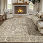Brown Area Rug 6x9 Machine Washable Vintage Living Room Distressed Non Slip - Image 5