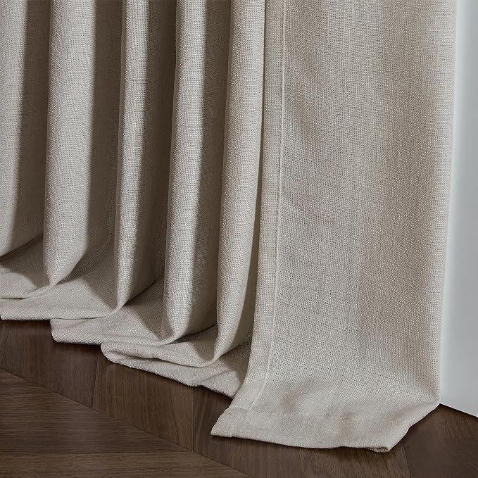 Taupe Burlywood Pinch Pleated Linen Curtains 96 Inches Long - Image 9
