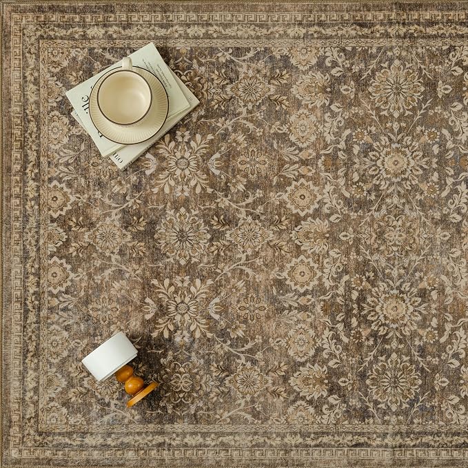 2x6 Runner Rug Brown Vintage Hallway Carpet Indoor Kitchen Washable Living Room - Image 6