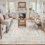 Taupe Area Rug 8x10 Machine Washable Large Vintage Living Room Distressed Non by PureCozy