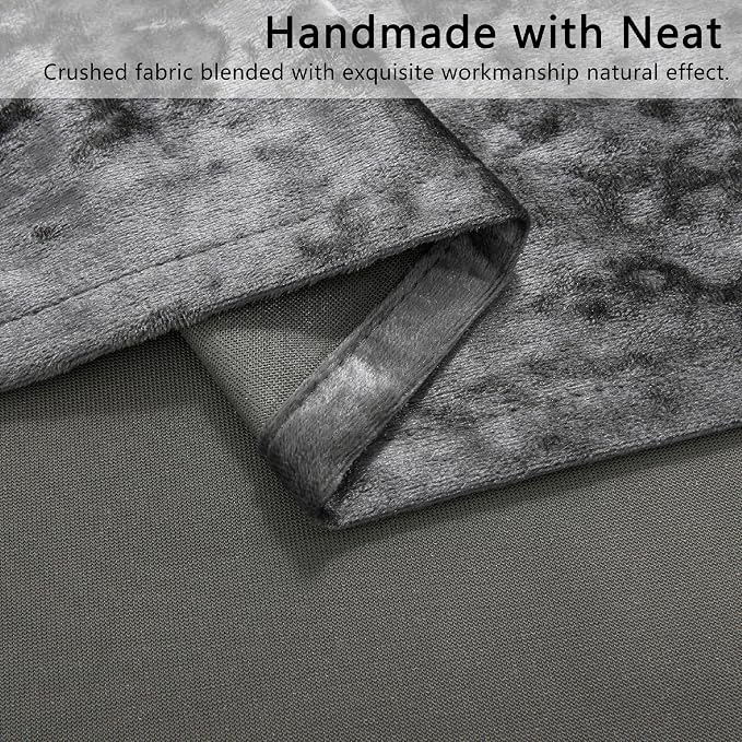 SMILETIME Grey Crushed Velvet Curtains 52x108inch Rod Pocket Luxurious Thermal - Image 5